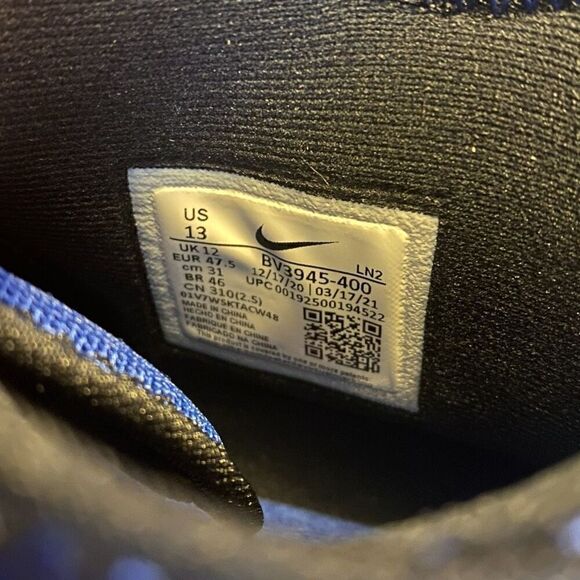 Nike Alpha Menace Pro 2 Mid Blue Black Football Cleats BV3945-400 Mens size 13 - Picture 6 of 6